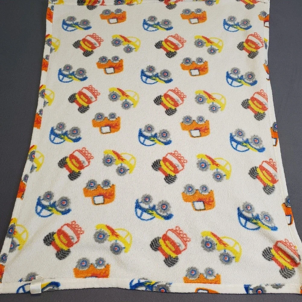 Cutie‎ Pie Blue Monster Cars Trucks Vehicles Baby Blanket White 2018 30x36